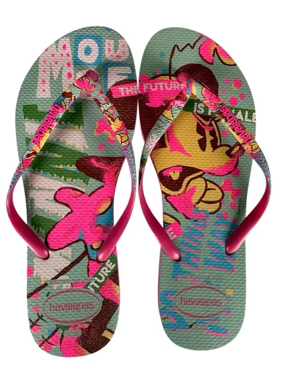Havaianas Disney Minnie Mouse "The Future Is Female" Flip Flops 11/12 NWOT - Picture 1 of 6